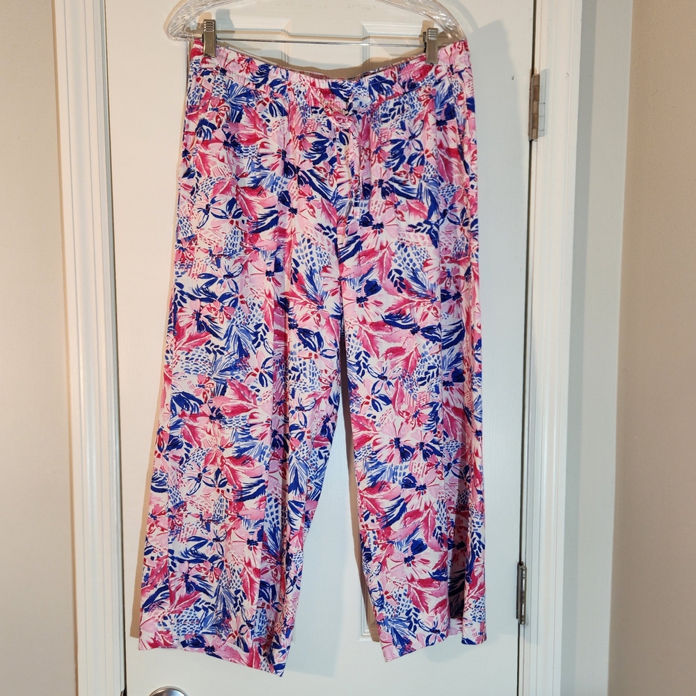 NWT Stella Parker Linen Blend Wide Leg Women's Crop Pants Size M